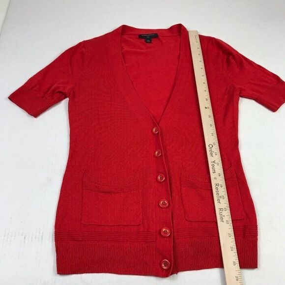 Banana Republic Womens Cardigan Red Button Sweater Short Sleeve Size PS Petites - Picture 5 of 11